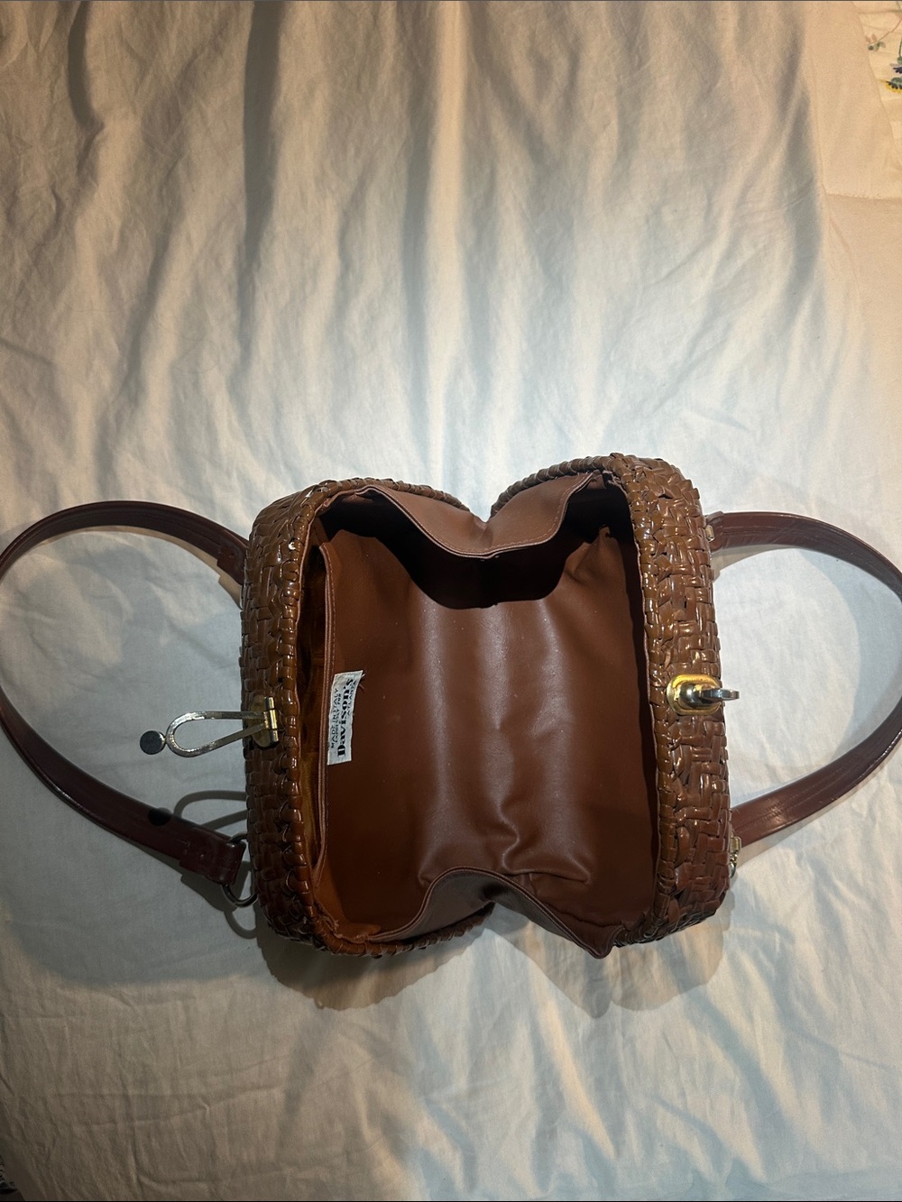 Woven Brown Top-Handle Satchel for Women - Picture 5 of 5